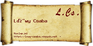 Lőwy Csaba névjegykártya
